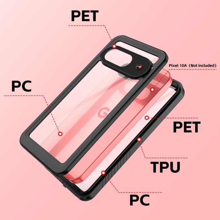 For Google Pixel 10a RedPepper Shockproof IP68 Waterproof PC Hybrid TPU Phone Case - Black