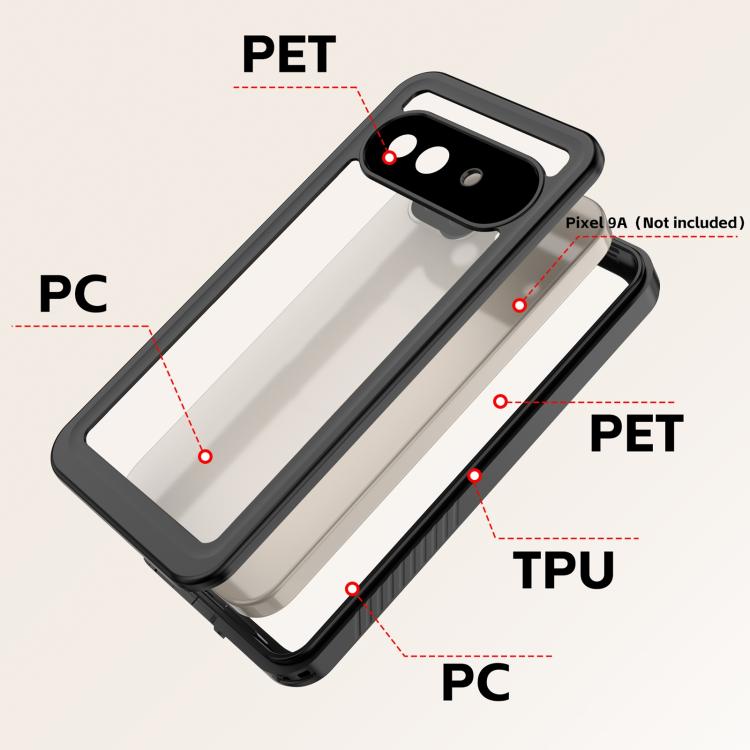 For Google Pixel 9a RedPepper Shockproof IP68 Waterproof PC Hybrid TPU Phone Case - Black