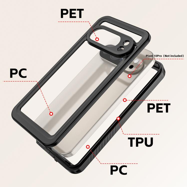 For Google Pixel 10 Pro RedPepper Shockproof IP68 Waterproof PC Hybrid TPU Phone Case - Black