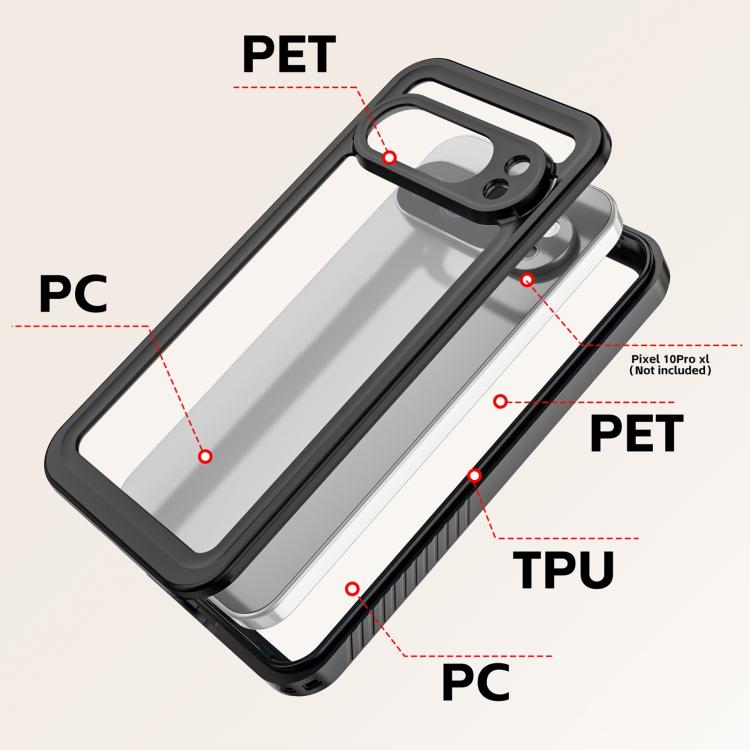 For Google Pixel 10 Pro XL RedPepper Shockproof IP68 Waterproof PC Hybrid TPU Phone Case - Black