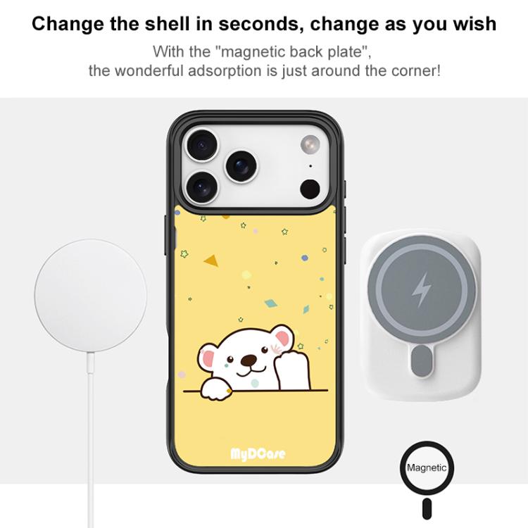 For iPhone 17 Waving Little Bear Pattern Magnetic Phone Case