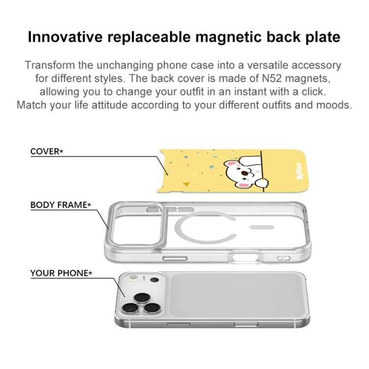 For iPhone 17 Waving Little Bear Pattern Magnetic Phone Case
