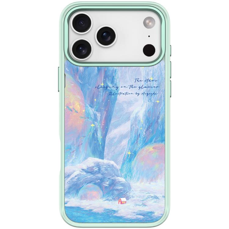 For iPhone 17 Pro Max Glacier Red House Pattern Magnetic Phone Case