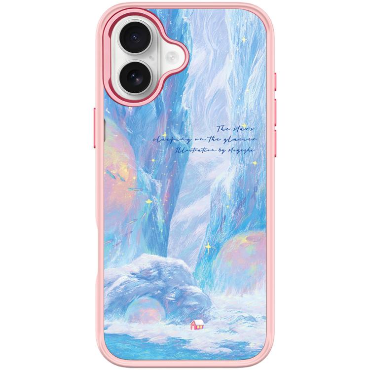 For iPhone 17 Glacier Red House Pattern Magnetic Phone Case
