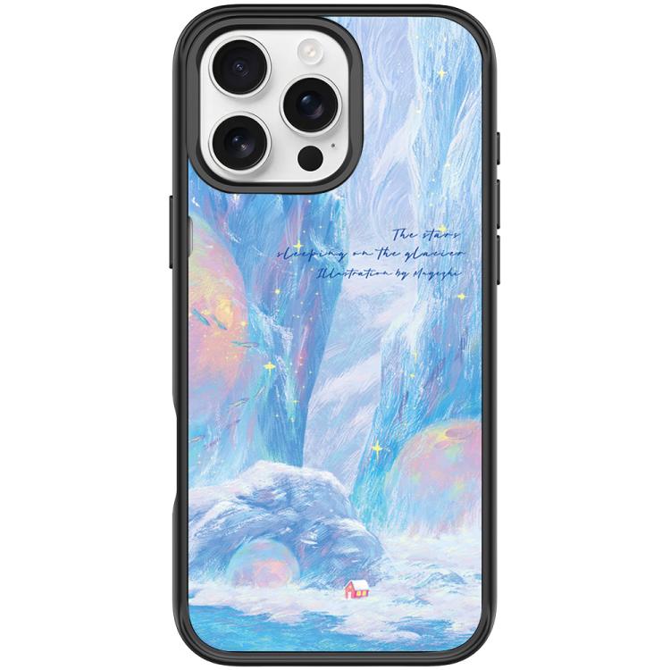 For iPhone 16 Pro Glacier Red House Pattern Magnetic Phone Case