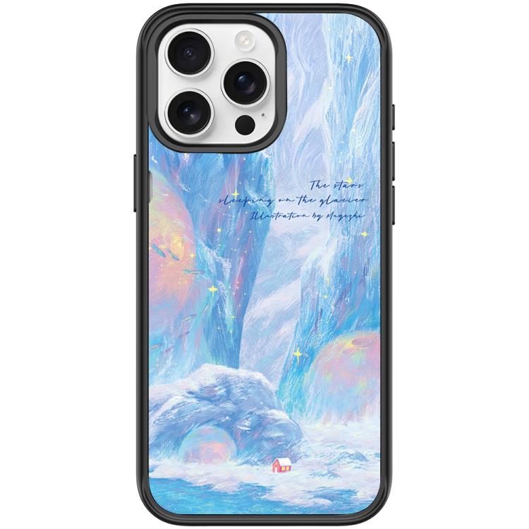 For iPhone 15 Pro Glacier Red House Pattern Magnetic Phone Case