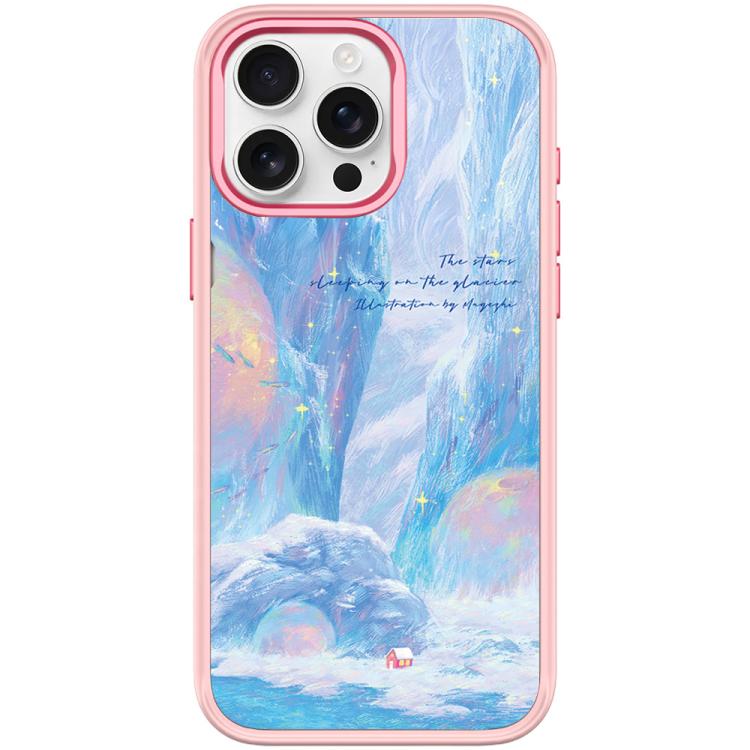 For iPhone 15 Pro Glacier Red House Pattern Magnetic Phone Case