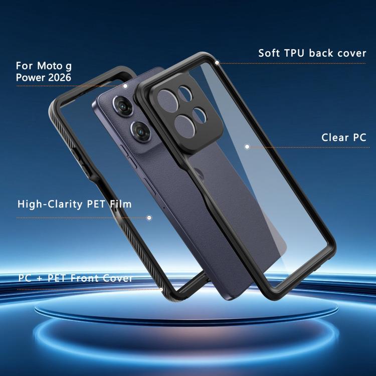 For Motorola Moto G Power 5G 2026 RedPepper Shockproof IP68 Waterproof PC Hybrid TPU Phone Case - Black