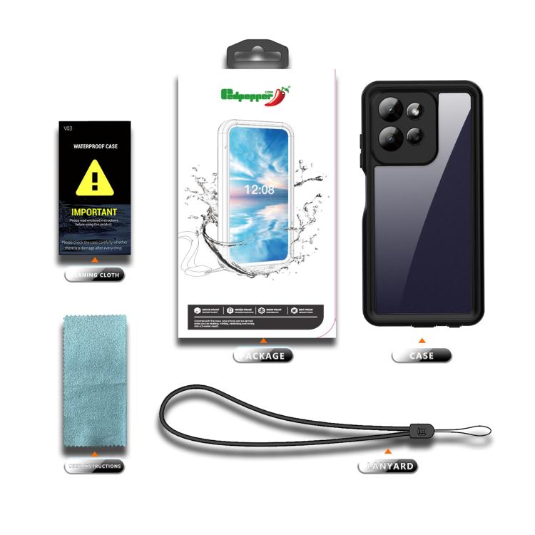 For Motorola Moto G Power 5G 2026 RedPepper Shockproof IP68 Waterproof PC Hybrid TPU Phone Case - Black