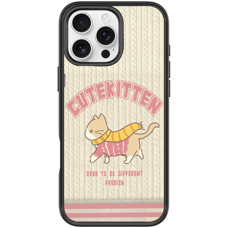 For iPhone 16 Pro Adorable Woolen Cat Pattern Magnetic Phone Case