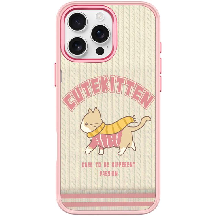 For iPhone 16 Pro Adorable Woolen Cat Pattern Magnetic Phone Case