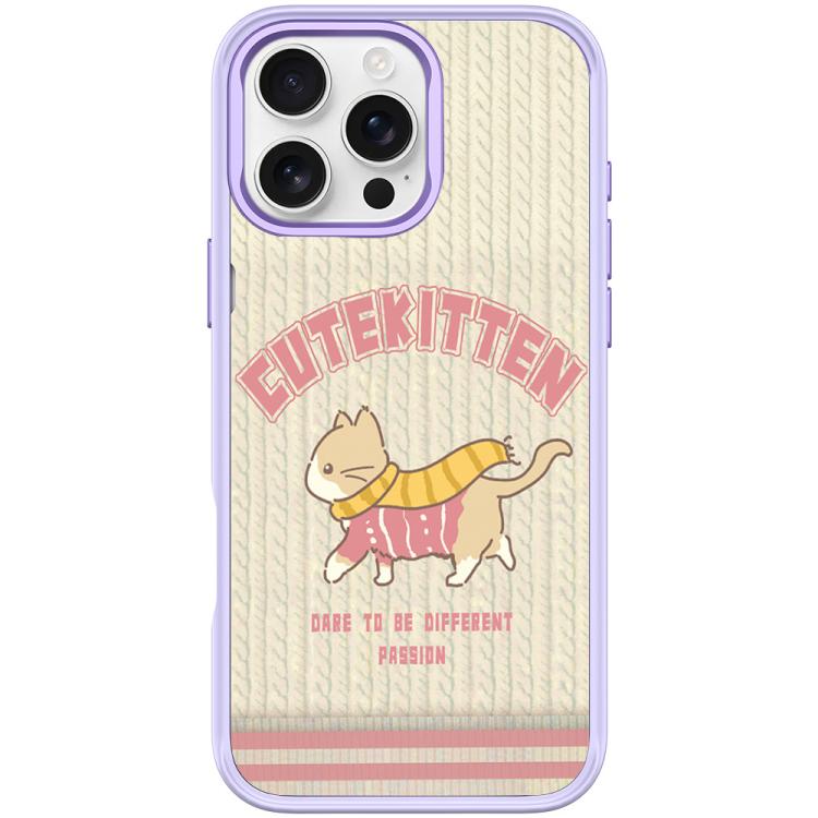 For iPhone 16 Pro Adorable Woolen Cat Pattern Magnetic Phone Case