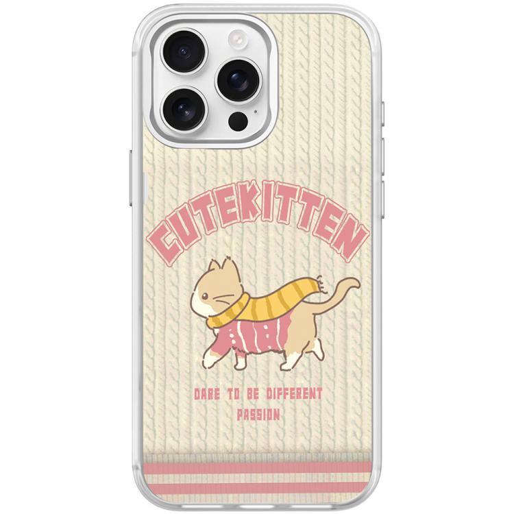 For iPhone 15 Pro Adorable Woolen Cat Pattern Magnetic Phone Case