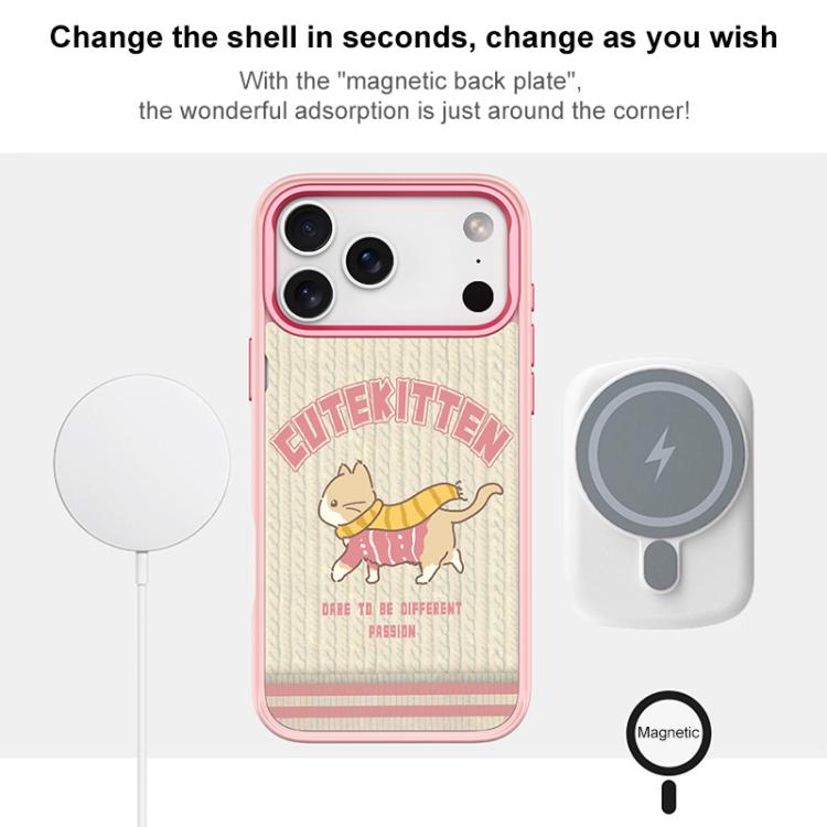 For iPhone 17 Adorable Woolen Cat Pattern Magnetic Phone Case