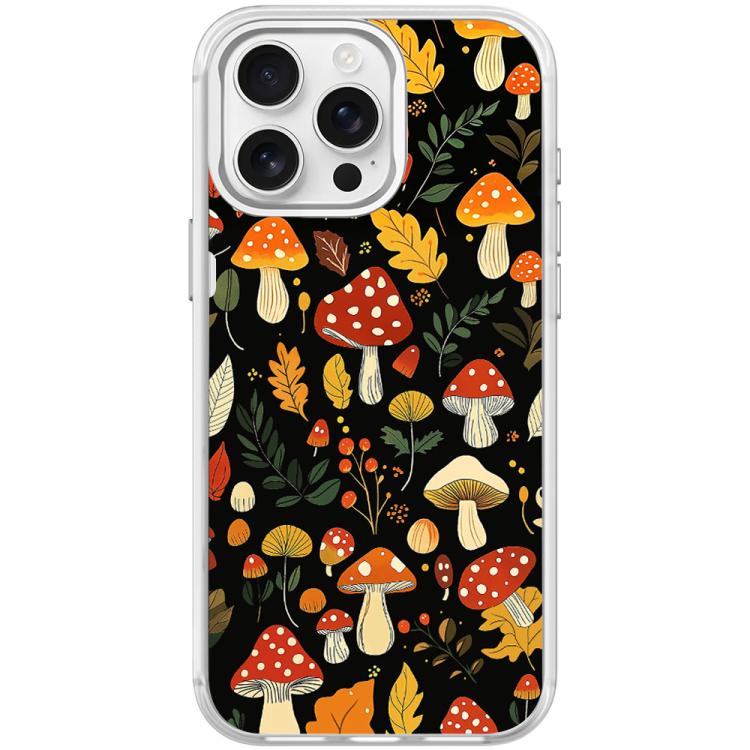 For iPhone 15 Pro Jungle Mushrooms Pattern Magnetic Phone Case