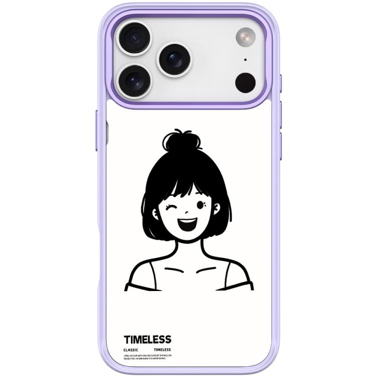 For iPhone 17 Pro Max Sketch Style Short Hair Girl Pattern Magnetic Phone Case