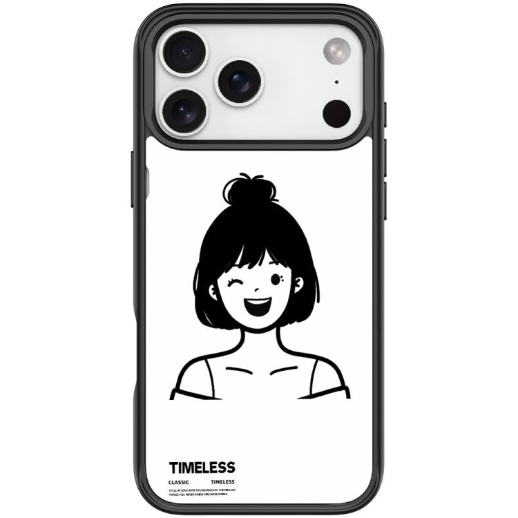 For iPhone 17 Pro Sketch Style Short Hair Girl Pattern Magnetic Phone Case