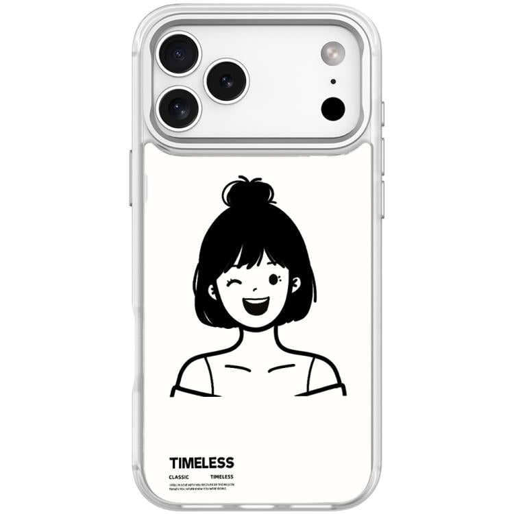 For iPhone 17 Pro Sketch Style Short Hair Girl Pattern Magnetic Phone Case