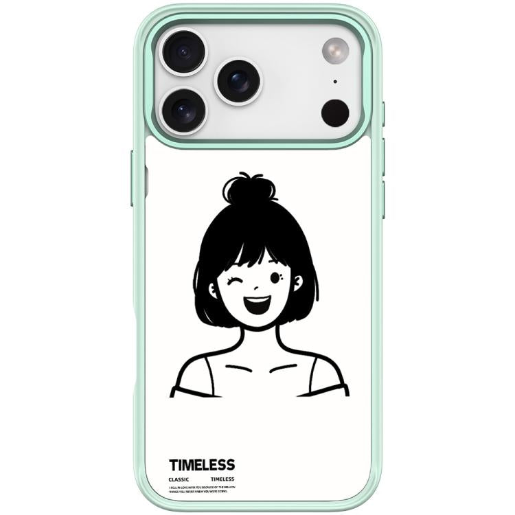 For iPhone 17 Pro Sketch Style Short Hair Girl Pattern Magnetic Phone Case