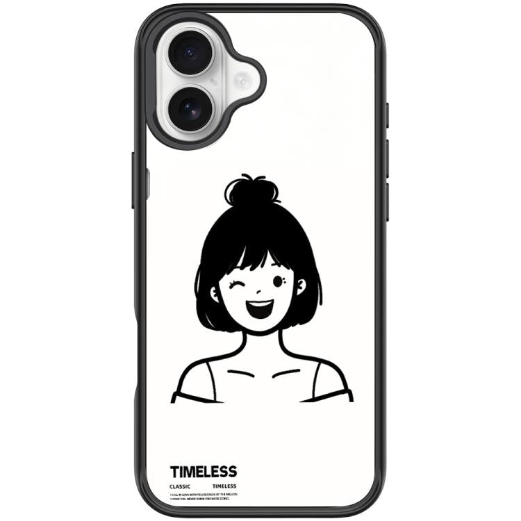 For iPhone 17 Sketch Style Short Hair Girl Pattern Magnetic Phone Case