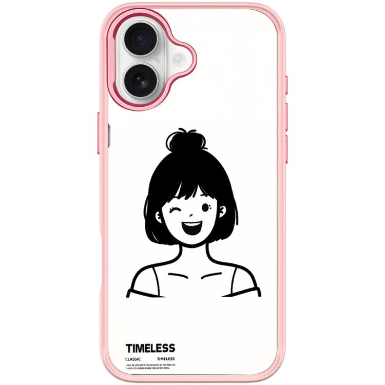 For iPhone 17 Sketch Style Short Hair Girl Pattern Magnetic Phone Case
