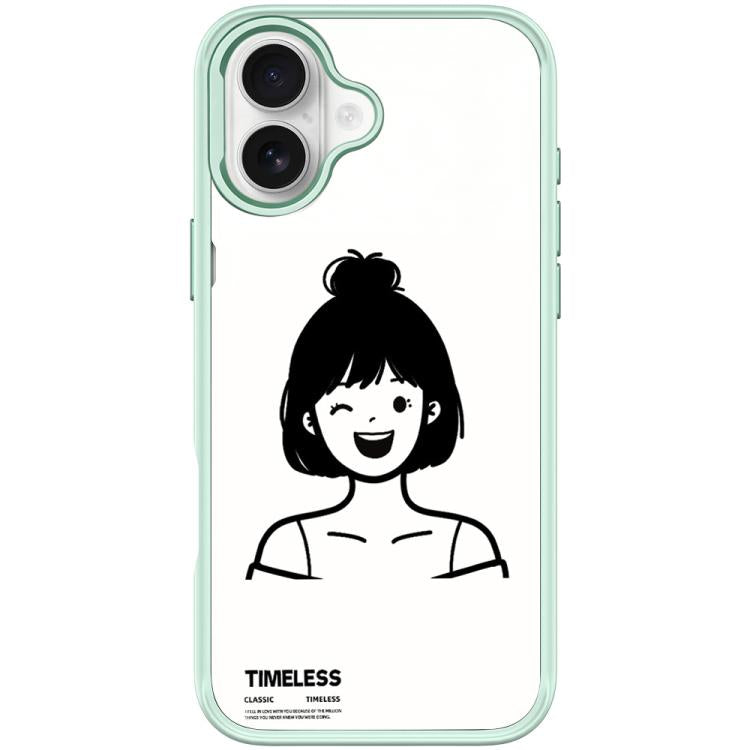 For iPhone 17 Sketch Style Short Hair Girl Pattern Magnetic Phone Case