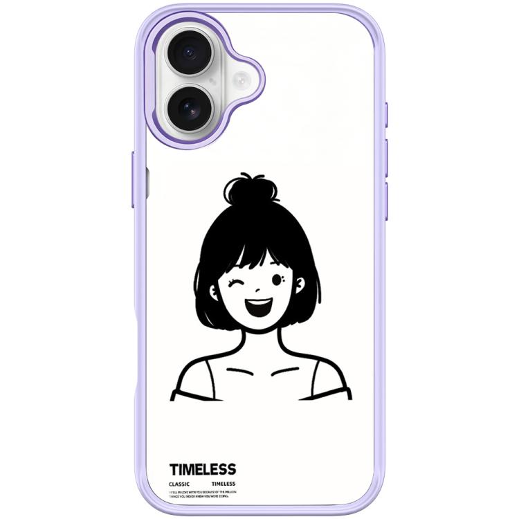 For iPhone 17 Sketch Style Short Hair Girl Pattern Magnetic Phone Case