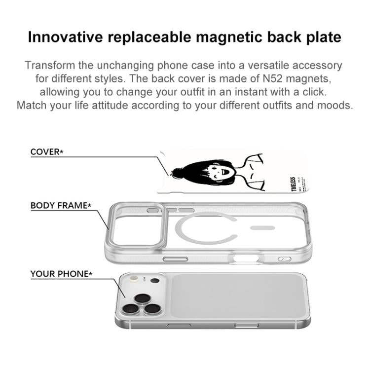 For iPhone 17 Sketch Style Short Hair Girl Pattern Magnetic Phone Case