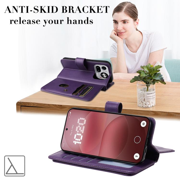 For Nothing Phone 4a Pro Multi-Function Wallet 10 Card Slots Leather Phone Case