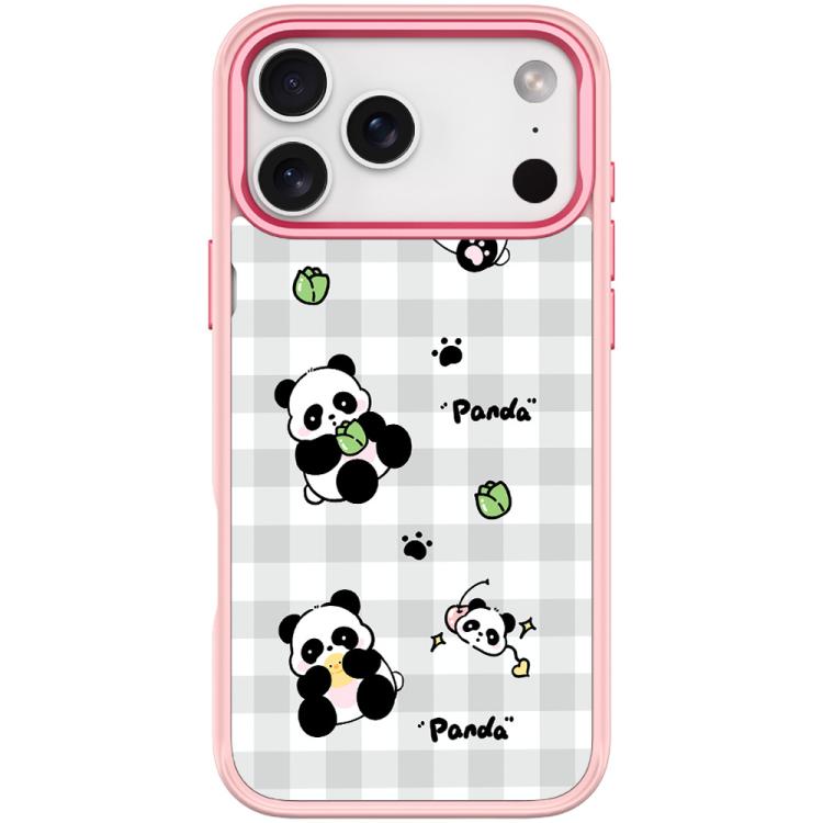 For iPhone 17 Pro Max Adorable Grid Panda Pattern Magnetic Phone Case