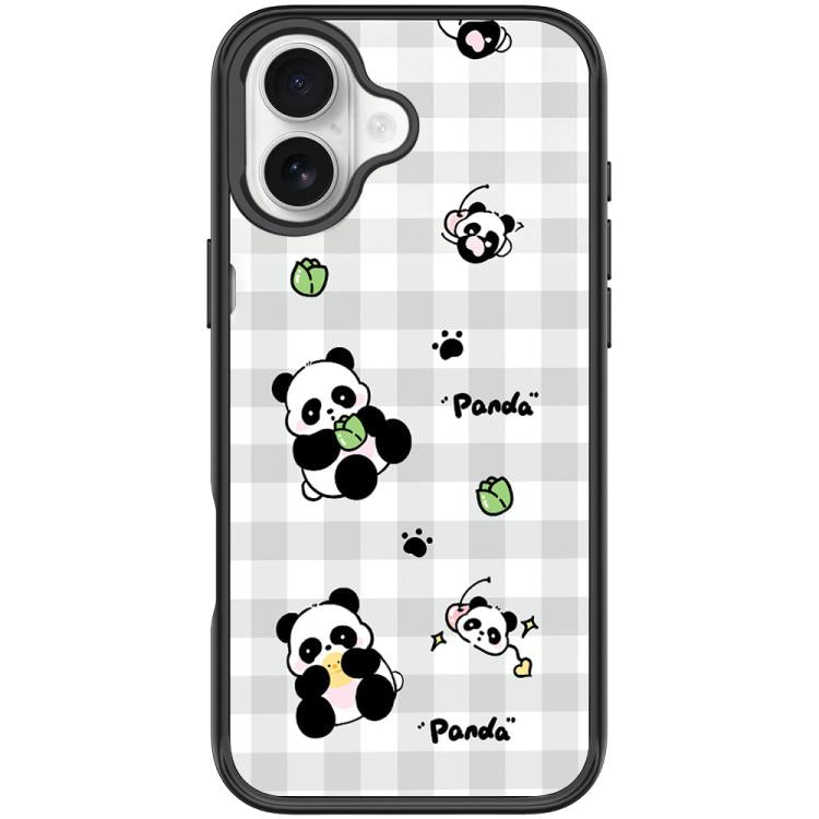 For iPhone 17 Adorable Grid Panda Pattern Magnetic Phone Case
