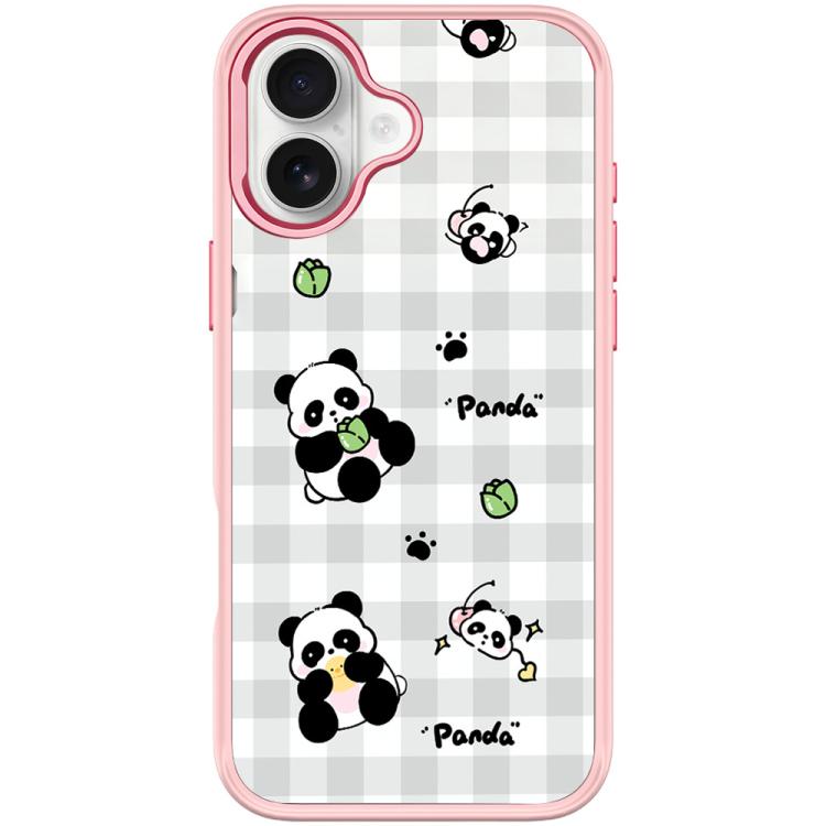 For iPhone 17 Adorable Grid Panda Pattern Magnetic Phone Case