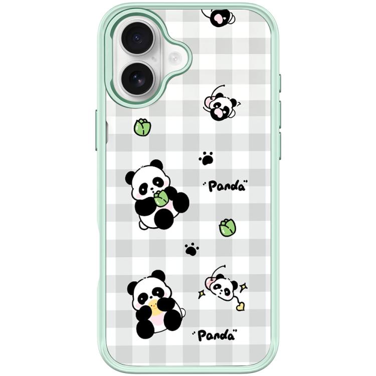 For iPhone 17 Adorable Grid Panda Pattern Magnetic Phone Case