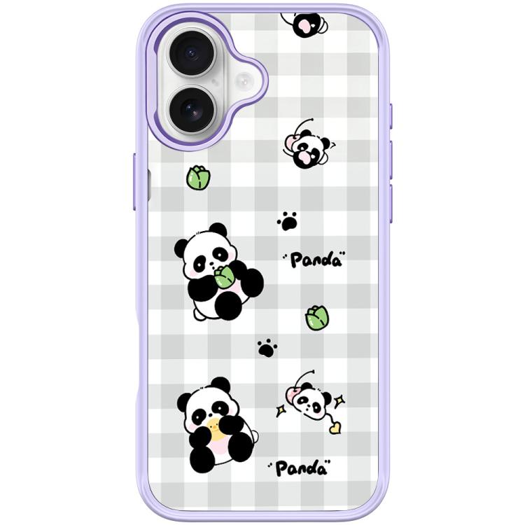 For iPhone 17 Adorable Grid Panda Pattern Magnetic Phone Case