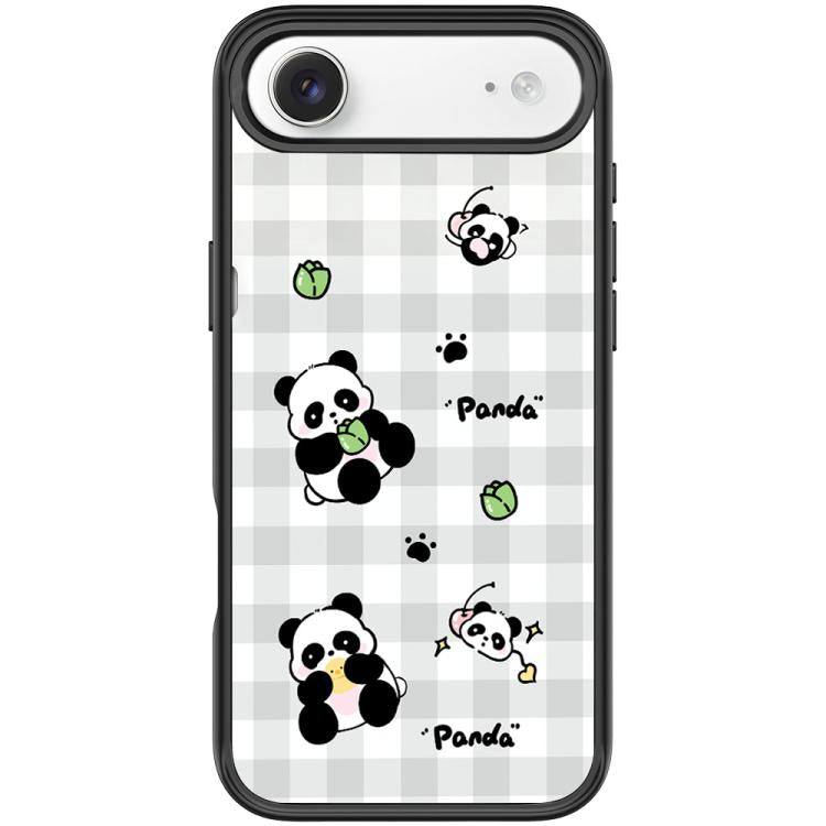 For iPhone Air Adorable Grid Panda Pattern Magnetic Phone Case