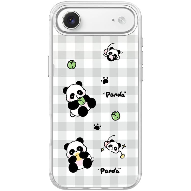 For iPhone Air Adorable Grid Panda Pattern Magnetic Phone Case