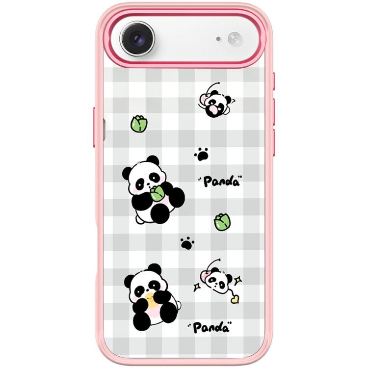 For iPhone Air Adorable Grid Panda Pattern Magnetic Phone Case