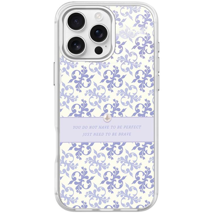 For iPhone 16 Pro Max Light Purple Flower Pattern Magnetic Phone Case
