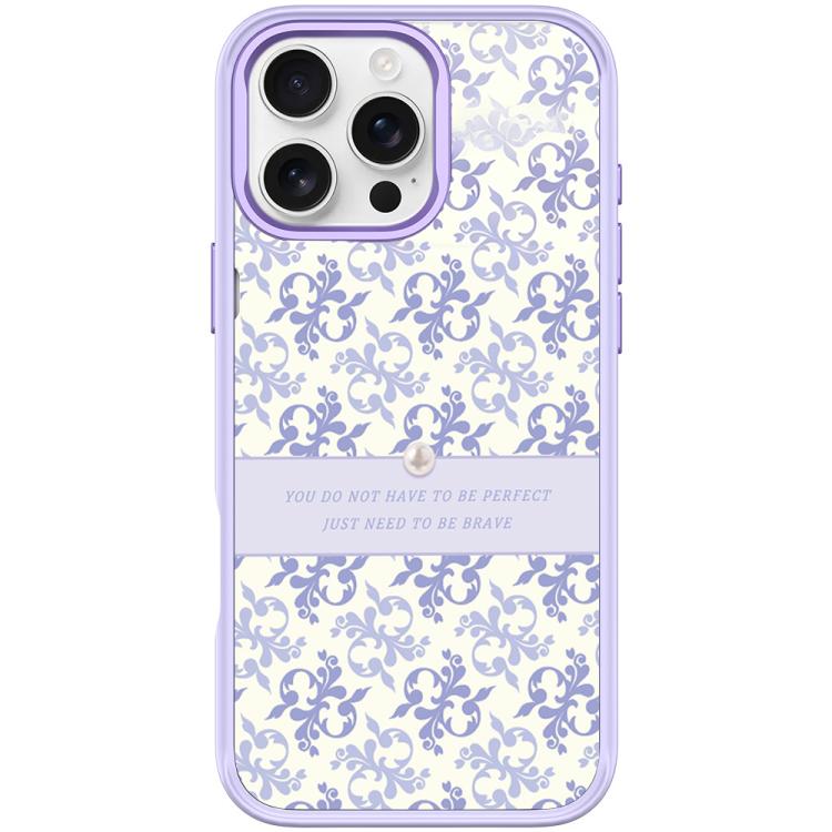 For iPhone 16 Pro Light Purple Flower Pattern Magnetic Phone Case