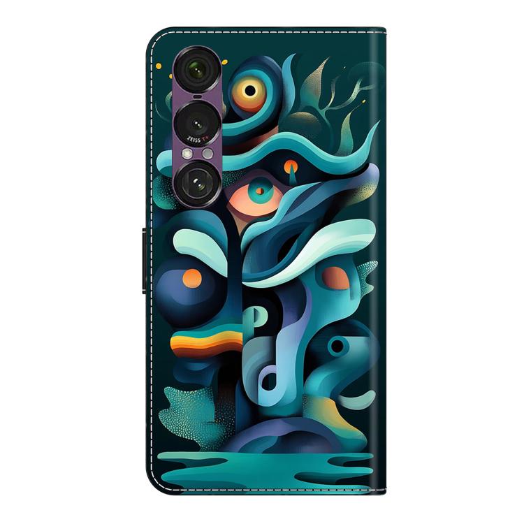 For Sony Xperia 1 VII Crystal-Like Painted Vegan Leather Phone Case