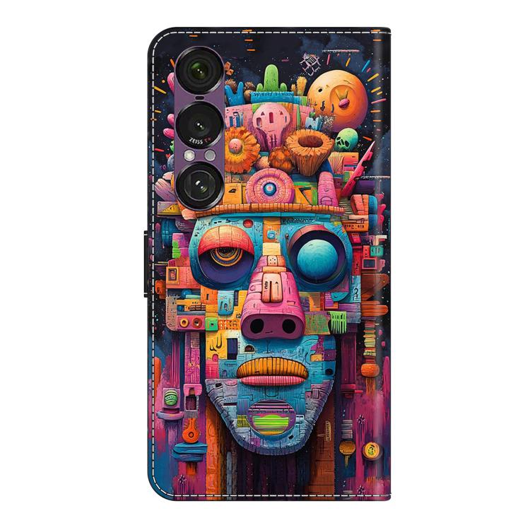 For Sony Xperia 1 VII Crystal-Like Painted Vegan Leather Phone Case