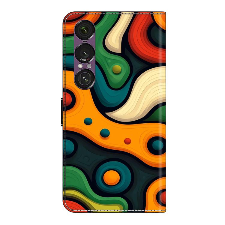 For Sony Xperia 1 VII Crystal-Like Painted Vegan Leather Phone Case