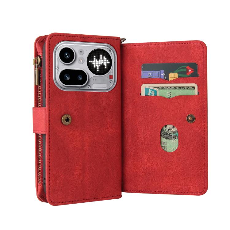 For Nothing Phone 4a Pro Skin Feel Multi Card Slots Zipper Wallet Leather Phone Case