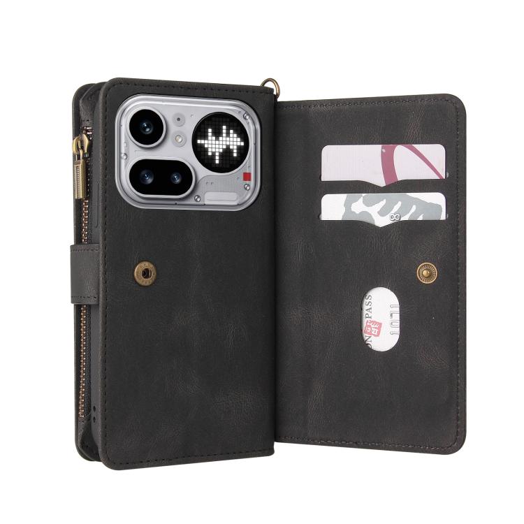 For Nothing Phone 4a Pro Skin Feel Multi Card Slots Zipper Wallet Leather Phone Case