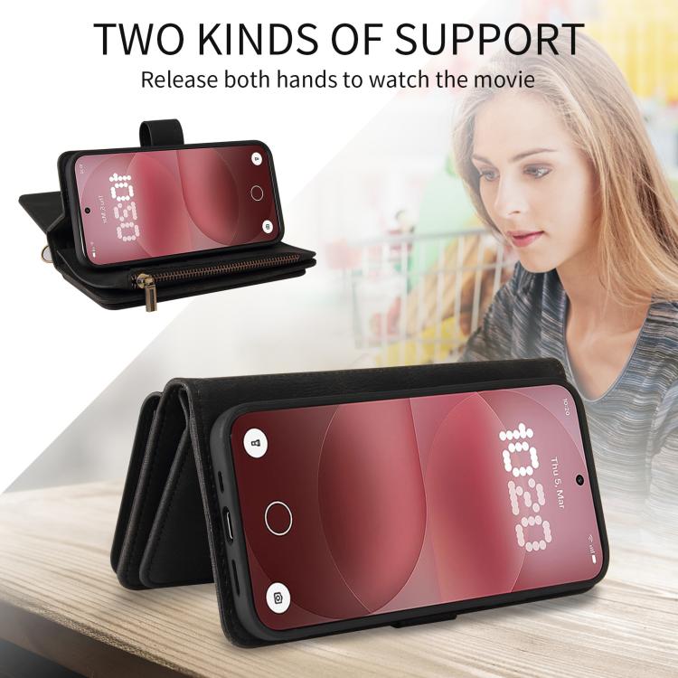 For Nothing Phone 4a Pro Skin Feel Multi Card Slots Zipper Wallet Leather Phone Case