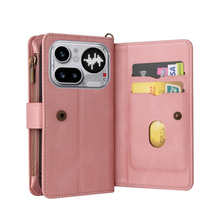 For Nothing Phone 4a Pro Skin Feel Multi Card Slots Zipper Wallet Leather Phone Case