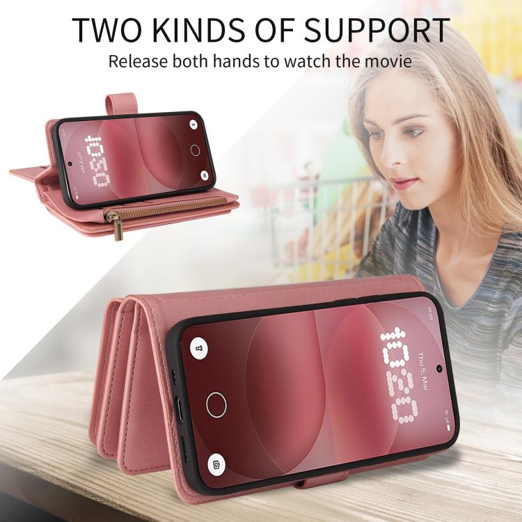 For Nothing Phone 4a Pro Skin Feel Multi Card Slots Zipper Wallet Leather Phone Case