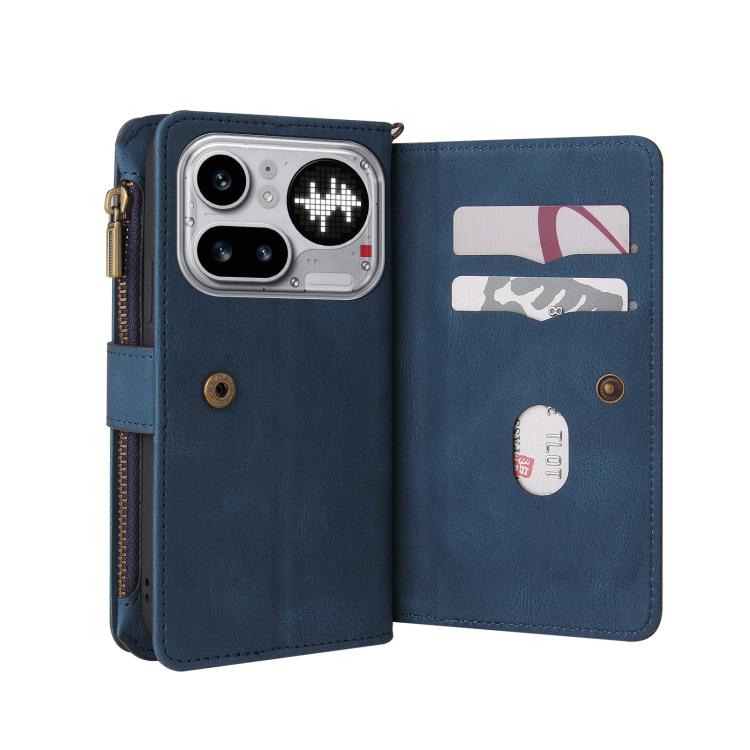 For Nothing Phone 4a Pro Skin Feel Multi Card Slots Zipper Wallet Leather Phone Case