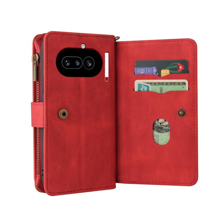 For Nothing Phone 4a Skin Feel Multi Card Slots Zipper Wallet Leather Phone Case