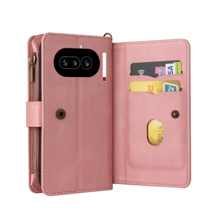 For Nothing Phone 4a Skin Feel Multi Card Slots Zipper Wallet Leather Phone Case
